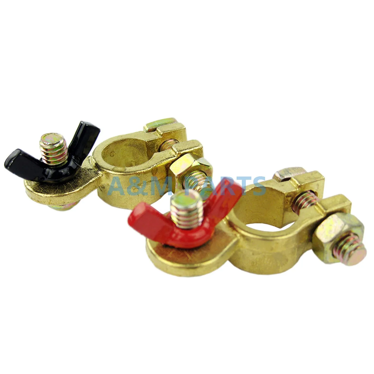 Car Battery Terminal Marine Brass Clip Connector Positive Negative Wing
