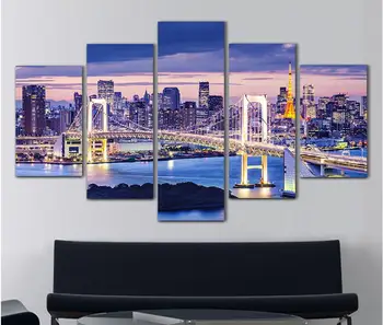 

5pcs Modern City Tokyo Bay 5D diamond painting High-rise buildings cross stitch diamond embroidery needlework diamond painting