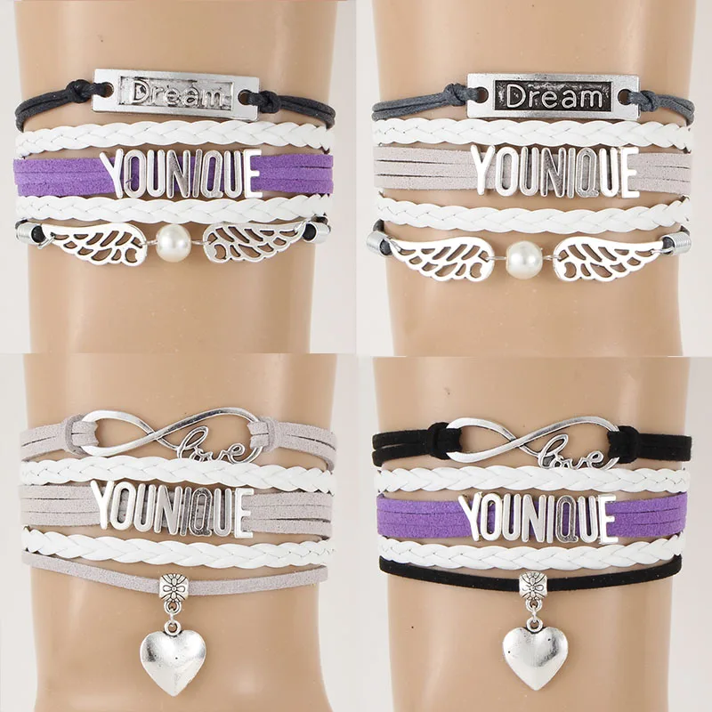 

(10pcs/lot) Infinity Love YOUNIQUE Bracelet Heart Dream Charm Multilayer Rope Wrap Bracelets & Bangles For Women Men Jewelry