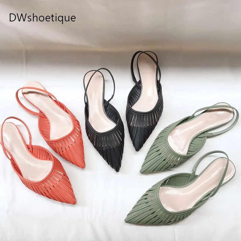 

New pointe toe strap slingback women sandals summer flat slip on women sandals