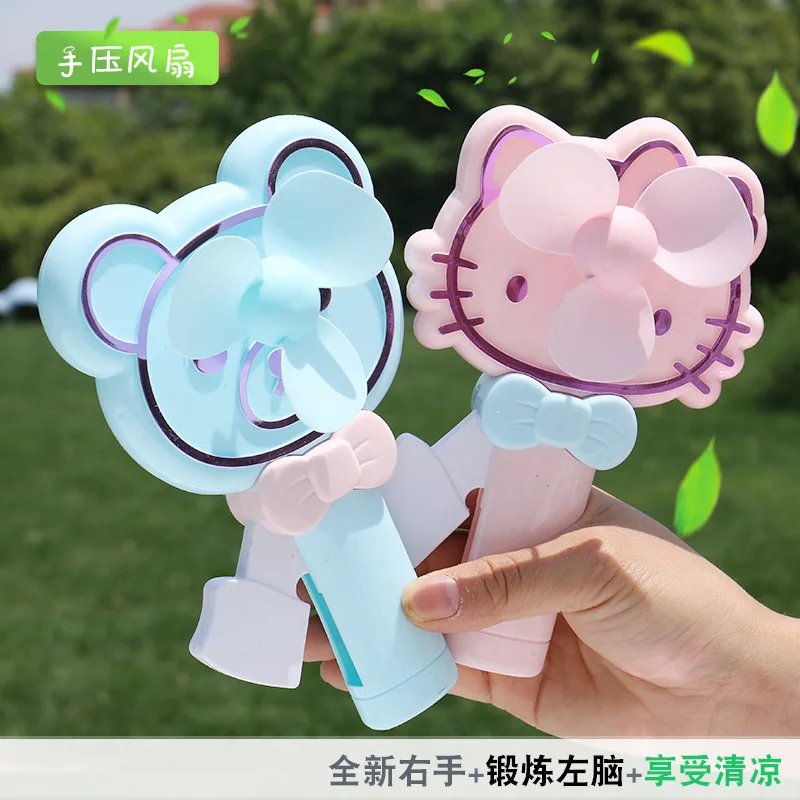 12pcs Hello Kitty Portable Kids Toys Mini Manual Hand Fan Handheld No Battery Kids Toy fans