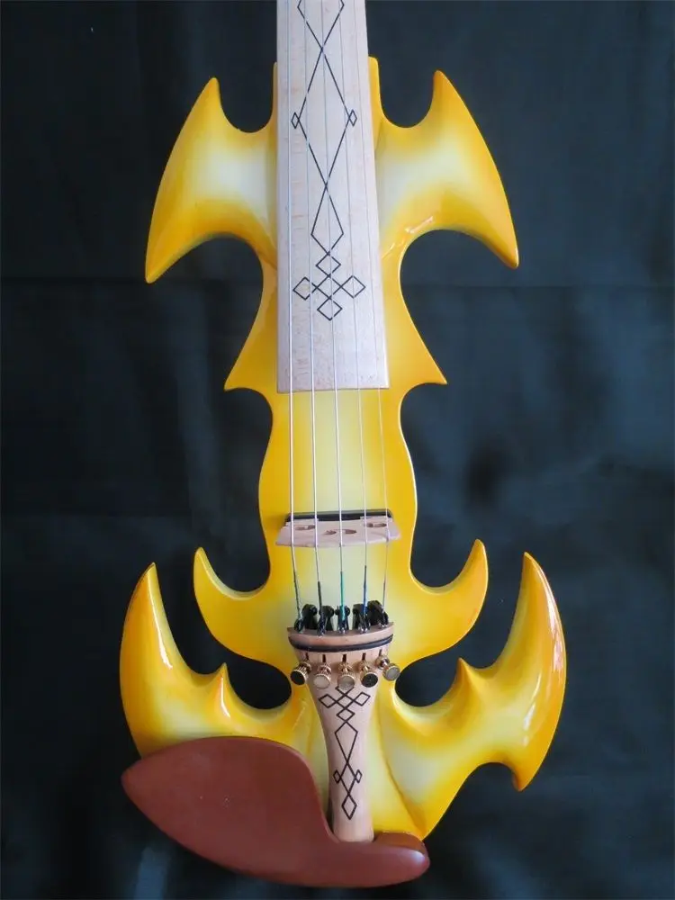 Yellow color crazy 1 SONG art streamline 5 string electric violin 4/4