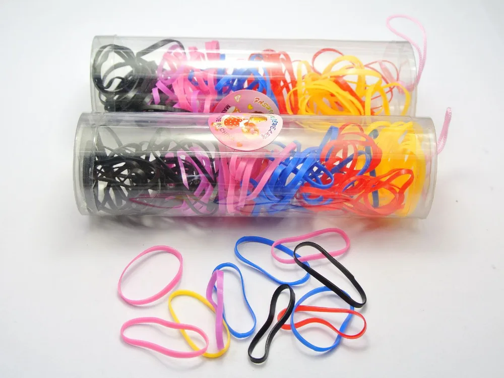 400 Pcs Mixed Color Poly Elastic Rubber Hair Bands Ponytail Holder for