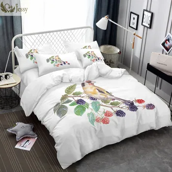 

Wholesale Bird Tree Bedding Set Leaves Mulberry Duvet Cover Set Twin Full Queen King Grey Bed Linens Pillowcases