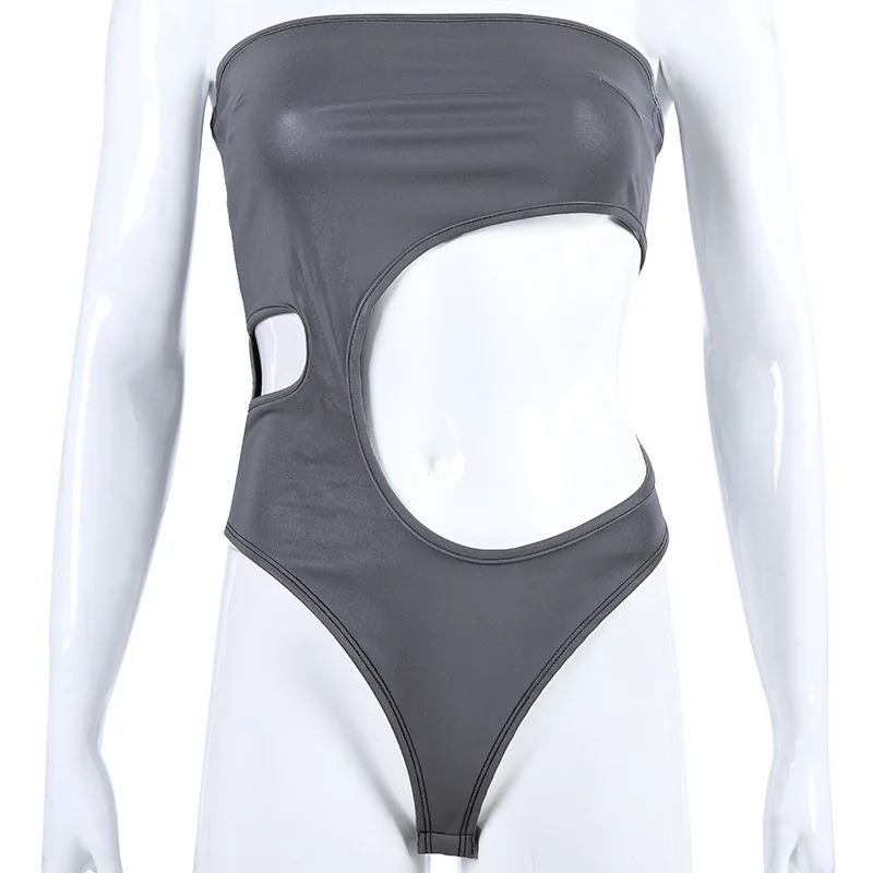 ZOGAA сексуальный светоотражающий завернутый сундук женский боди Midriff-baring полый без бретелек плечо уличная Топ женские Женские топы