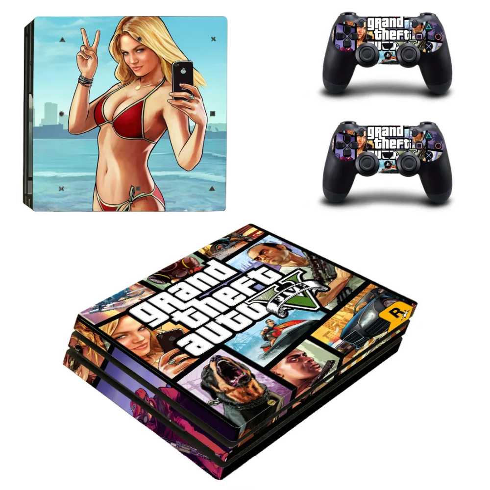 Grand Theft Auto V GTA 5 PS4 Pro наклейка для консоли Sony PlayStation 4 и 2 контроллеров Виниловая
