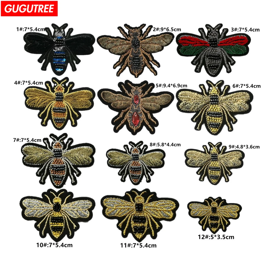 Нашивки пчела из бисера GUGUTREE 3D нашивки для пальто футболки шляпы сумки свитера