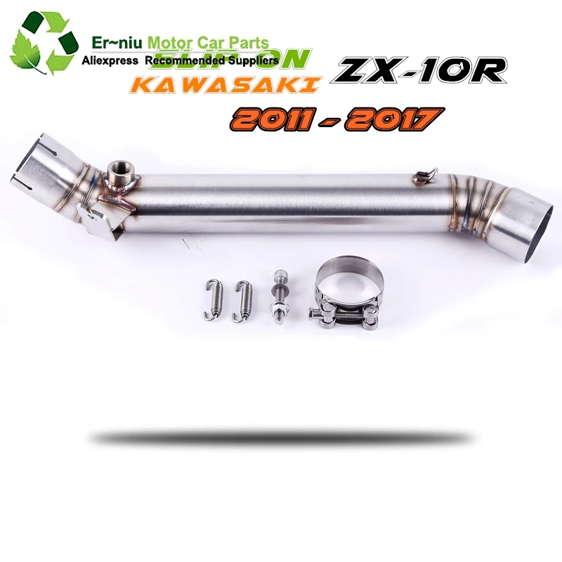 

Motorcycle Exhaust Escape Muffler Round Middle Link Slip-On Pipe For Kawasaki ZX10R ZX-10R 2015 2016 2017