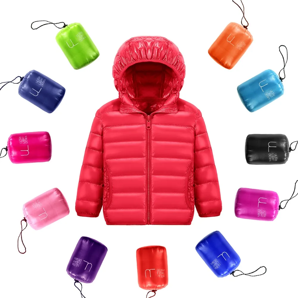 Children Down Hooded Jacket Baby Winter Small Children s Brief Paragraph Leisure Warm Coat Boy Girl