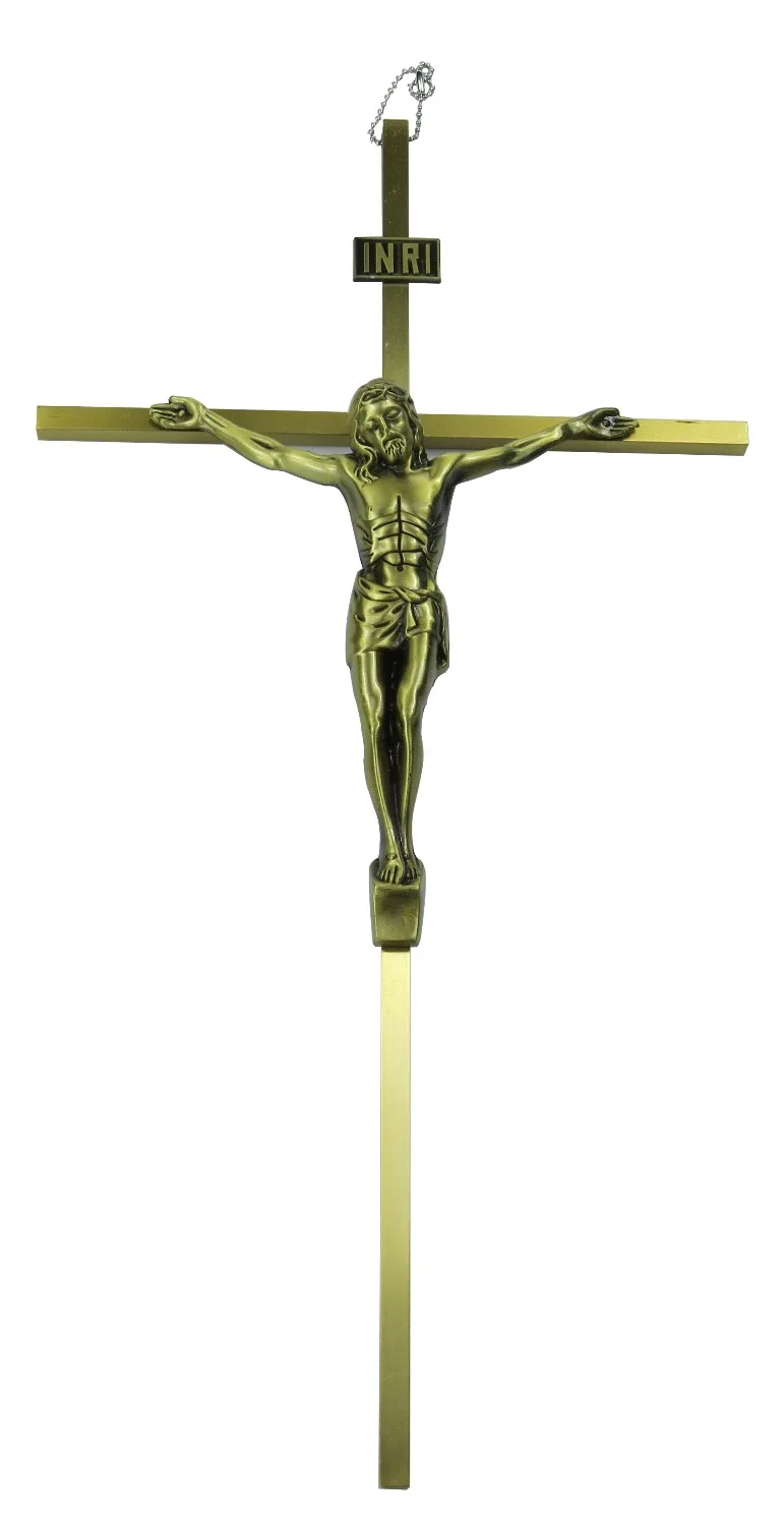16 дюймов металлическое настенное Распятие Иисуса Христа на INRI Cross домашний декор часовни