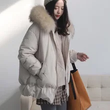 Зимняя куртка, Женская парка с капюшоном из натурального меха, пальто,, зимняя женская куртка, белый утиный пух, пальто, парки, женская верхняя одежда, куртки