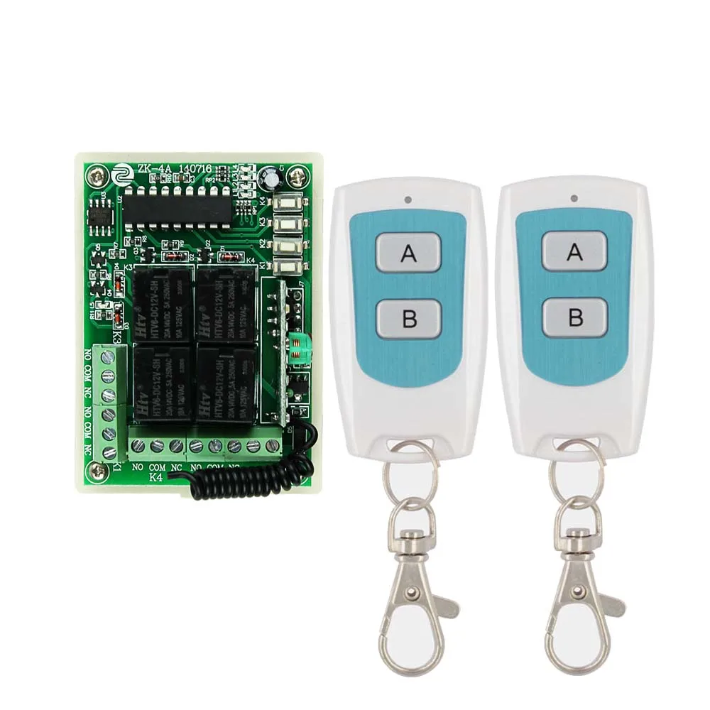 

12V 10A 4 Channel RF Wireless Relay Remote Control Lighting Switch System Relay Independent Work For 2PCS Wireless TX