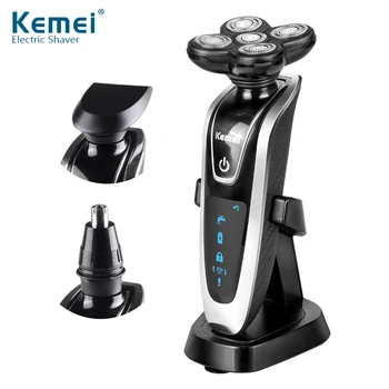 Kemei5886 New 3 in1 Washable Rechargeable Electric Shaver Triple Blade Electric Shaving Razors Men Face Care 5D Floating
