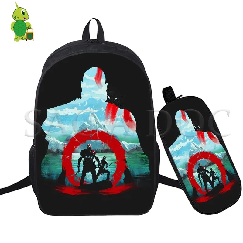 

God of War Sparta Kratos 2 Pcs/Set Backpack School Bags for Teenagers Students Laptop Backpack Casual Travel Bags