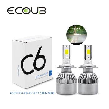 

High Brightness LED Car Headlight H7 H14 LED H3 9005 HB4 9006 H1 H3 H11 72W 7600LM C6 Auto Headlights 6500K 12V 24V Fog Lights