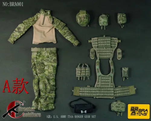 

BRA TOYS 1:6 U.S.75th camouflage combat uniform w helmet chest Bag For 12" Action Figure Doll Clothing Accessory