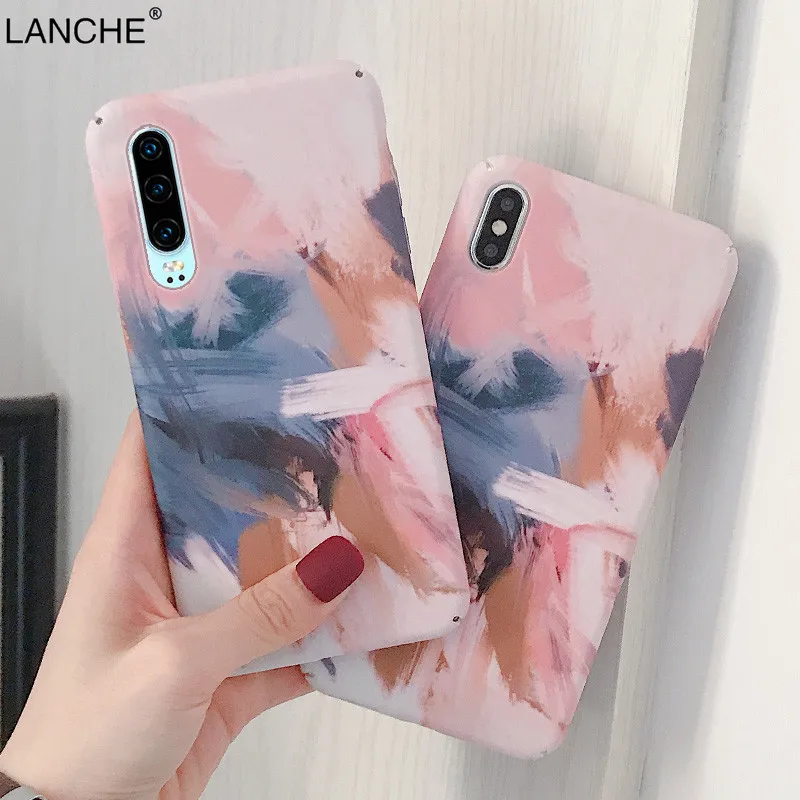 

LANCHE Plastic Phone Cases For Huawei P30 P20 Lite Mate 20 pro Case Colorful Print Hard PC Phone Case Cover on For Honor 9 10