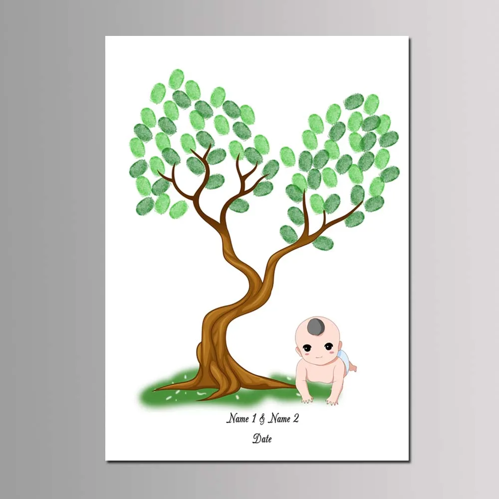 Дизайн крестильное платьице для малышей вечерние пользу DIY дерево с отпечатками пальцев книга для подписей посетителей для мальчиков и девочек, подарок на день рождения индивидуальный холст для живописи
