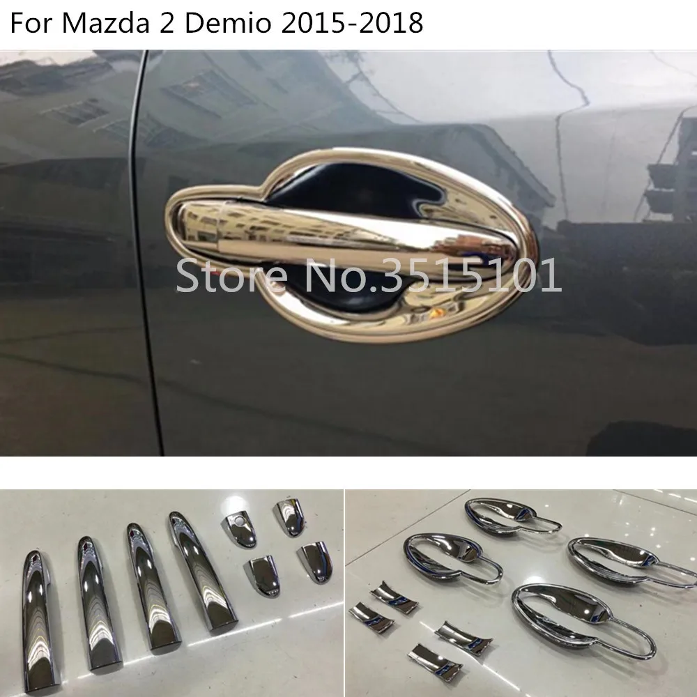 

Car body cover Styling detector frame panel trim ABS chrome door handle bowl For Mazda 2 Demio 2015 2016 2017 2018