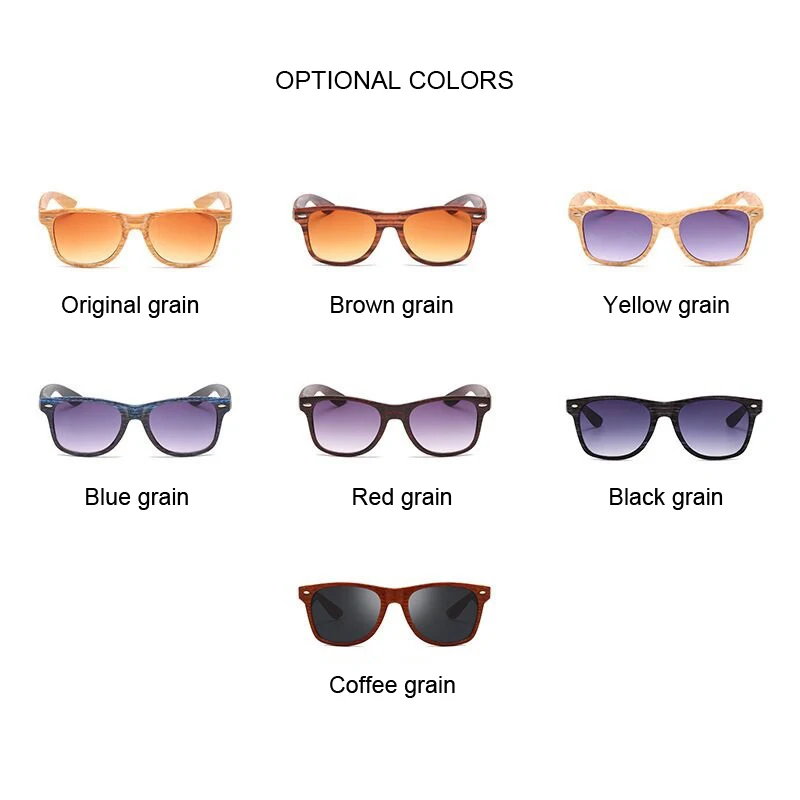 Imitation Wood Shades Women Sunglasses Black Fashion Square Small Frame Vintage Retro Glasses Unisex Oculos Feminino