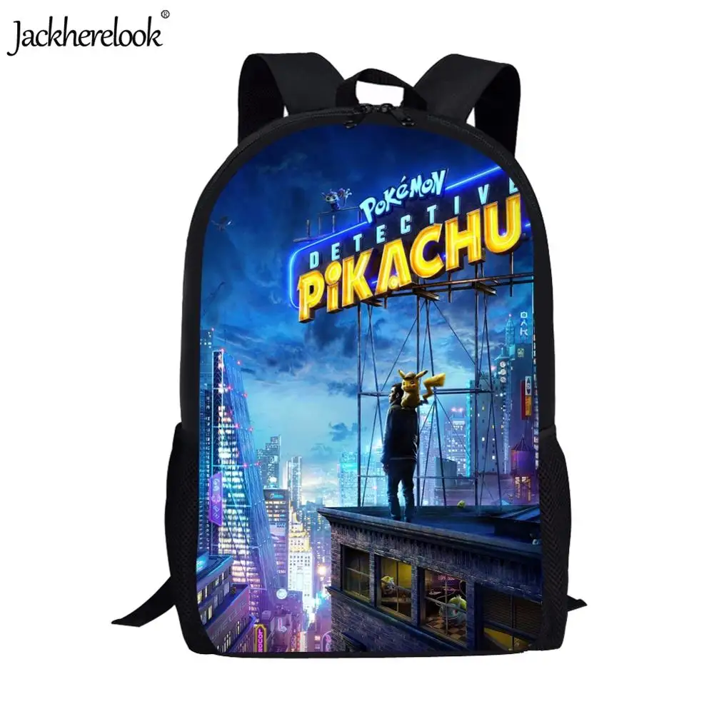Jackherelook 2019 Hot Movie Pokemon Detective Pikachu Print Schoolbags Boys Girls Middle School Students Backpacks Kids Satchel