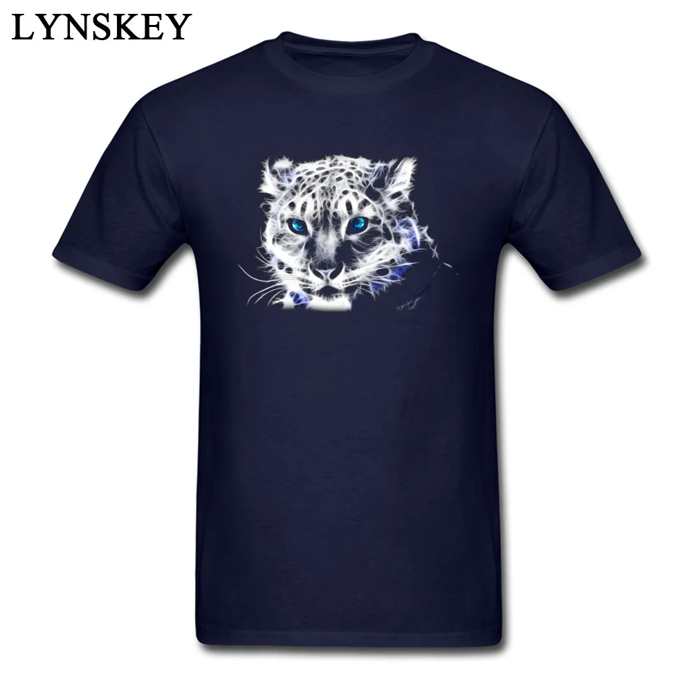 Casual Men's Snow Leopard Fractal T-shirts Coupons Summer Autumn Short Sleeve Round Collar 100% Cotton Tops T Shirt Printing Tee-Shirts Snow Leopard Fractal navy