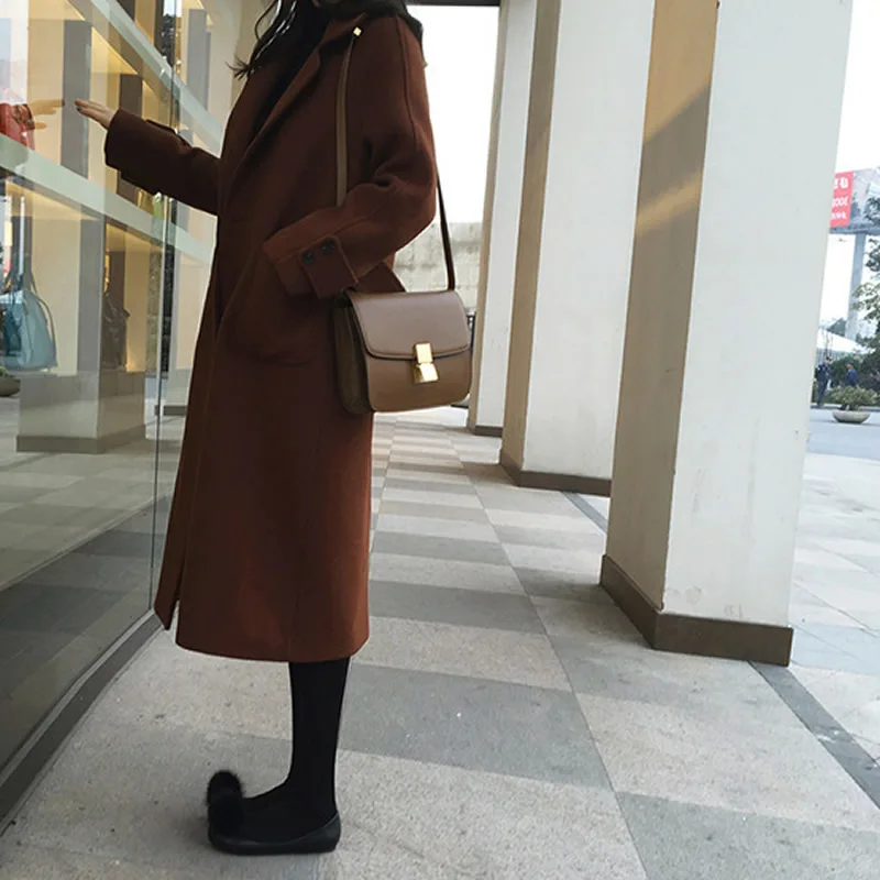 Высококачественное элегантное женское Шерстяное зимнее пальто, сексуальное женское тонкое шерстяное длинное кашемировое пальто, кардиган, верхняя одежда