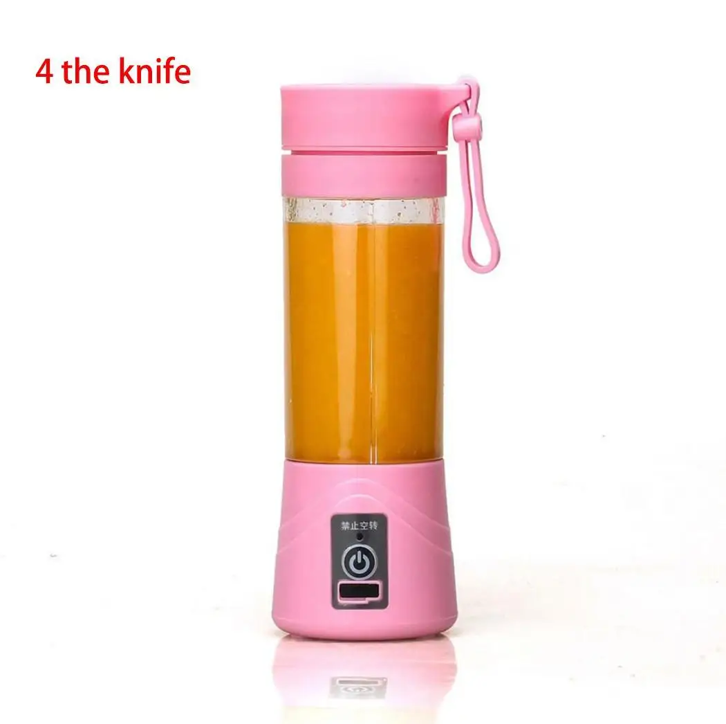 2/4 Blades Mini USB Rechargeable Portable Electric Fruit Juicer Smoothie Maker Blender Machine Sports Bottle Juicing Cup blue 2/4 Blades Mini USB Rechargeable Portable Electric Fruit Juicer Smoothie Maker Blender Machine Sports Bottle Juicing Cup blue