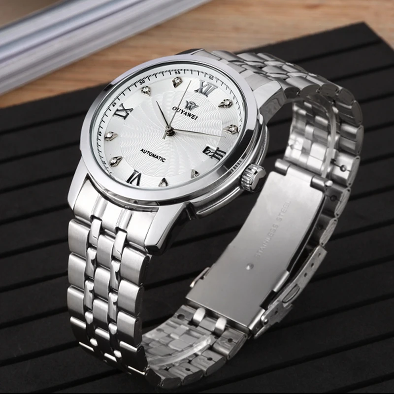 

OUYAWEI Brand Self Wind Mechanical Watches Men Shock Resistant Man Wristwatch Hot Sale Business Relogio Masculino