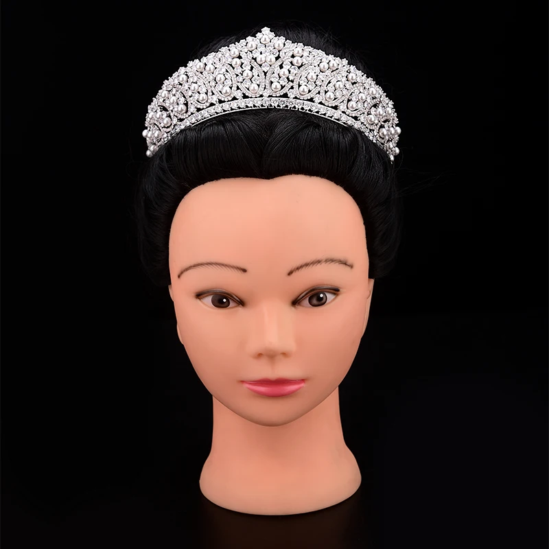 Corona Della Fascia Alla Moda Della Perla Di Disegno Accessori Per Capelli Da Sposa Gioielli Di Lusso Per Le Donne Aaa + Zircone Bc4955 Corona Princes