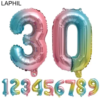 

LAPHIL Happy 30th Birthday Decoration 32inch Rainbow Foil Number Balloons 30 40 50 60 Anniversary Party Ballon Wedding Supplies