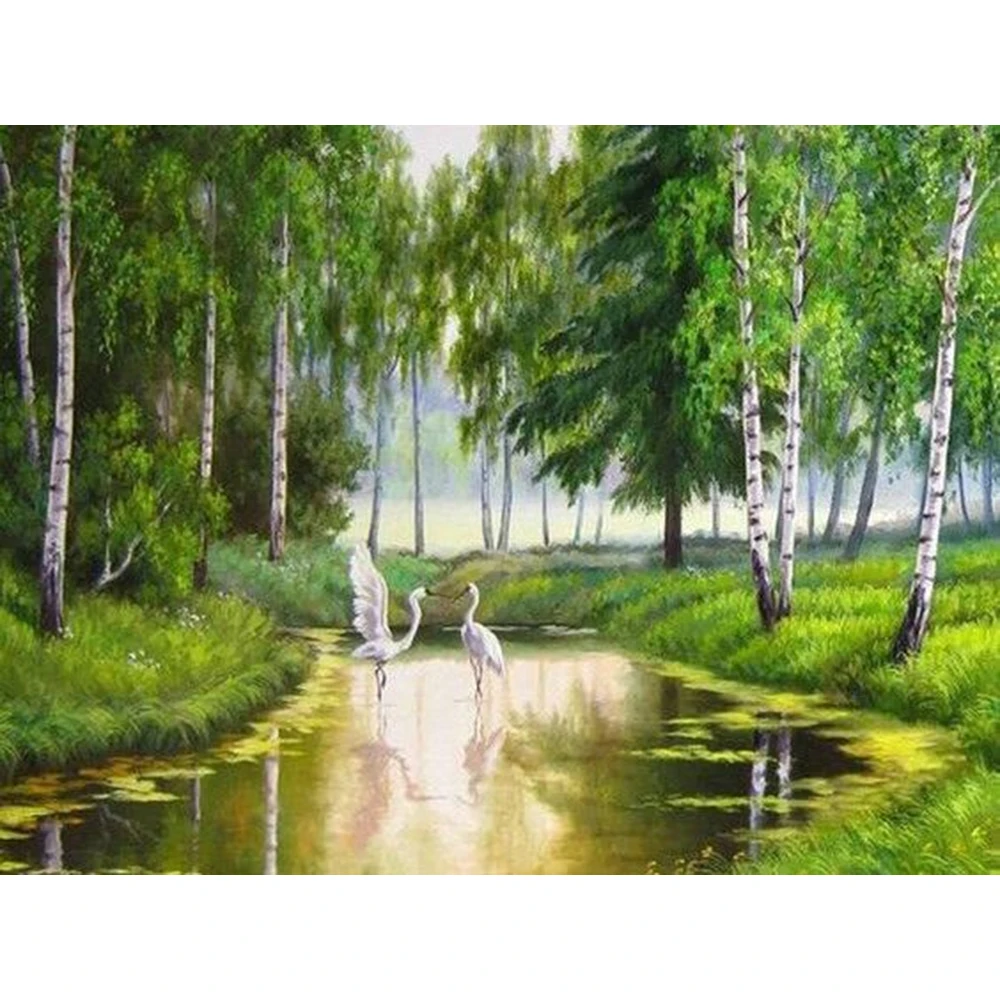 Алмазная вышивка пейзаж полный дисплей мозаика береза узор украшение для дома