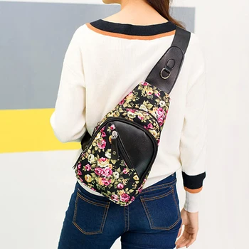 

Floral Leisure Chest Pocket Waist Bag One-Shoulder Multi-Function Outdoor Students Sports Pocket Chest Storage Bag Phone Bag