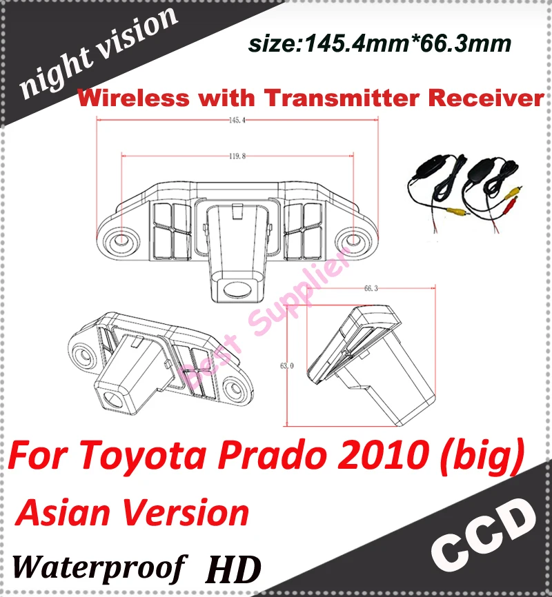 

CCD Car Rear view Camera for Asian Version Toyota Prado 2010 (big) parking camera +2.4Ghz Wireless Signal Receiver/Transmitter