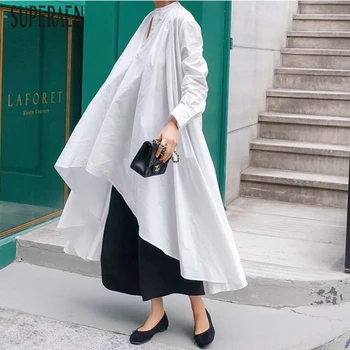 

SuperAen Irregular Fashion Women Shirts Pluz Size Long Sleeve Wild Blouses Female Europe Autumn New 2019 Women Clothing