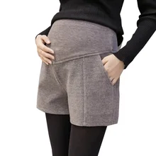 Plus Thick Winter Maternity Shorts Clothes for Pregnant Women Short Pants Gravidas Solid Plus Size Shorts Gestantes with Pockets