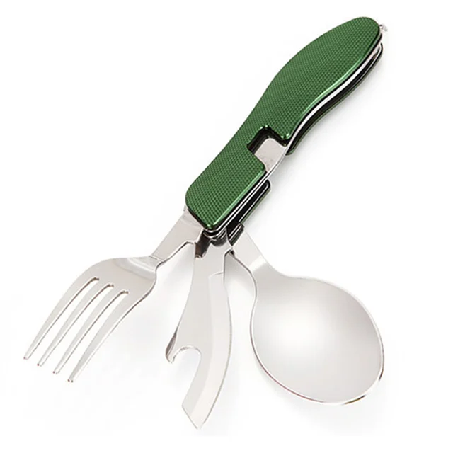 Behokic 3 in 1 Multi Function Stainless Steel Camping Utensil Set