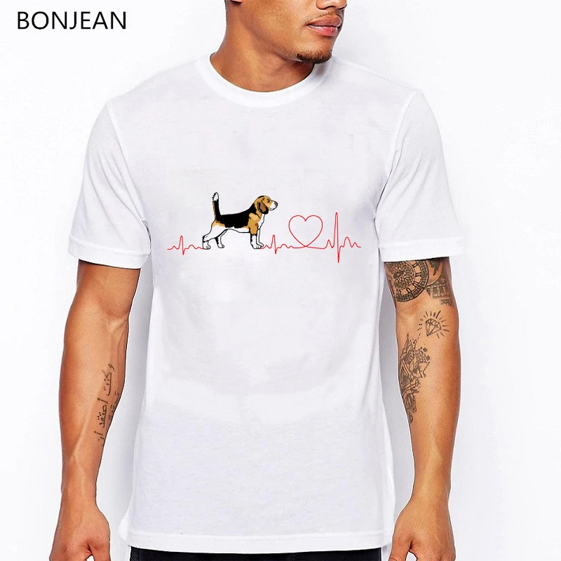 Divertente Ekg Beagle Love Design T-Shirt Uomo Summer Fashion Tee Shirt Homme Novità Beagle Dog Print Tshirt Hipster Cool Casual Tops
