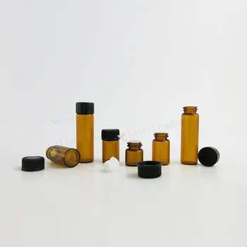 

3000 X 1ml 2ml 3ml 5ml Empty Tiny Amber Glass Essential Oil Bottle Small Brown Glass Vials with hole insert flip off orifice cap