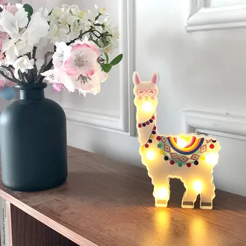 Color Graffiti Night Light Animal Shape Alpaca Modeling Lamp LED Decorative Hanging Lamp luminaria For Home