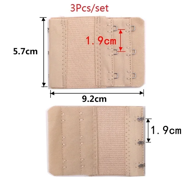 3/4 шт. Пряжка Расширенный удлиненный пояс бюстгальтеры 3 ряда 2 крюк/2 ряда 3 крючка аксессуары для удлинения для нижнее белье, пояс для похудения - Цвет: 3pcs