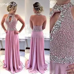 YNQNFS ED249 притягательный. лёгкий pu платье Жемчуг Кристалл Abendkleider Robe de Soiree открытый бюст свадебное платье с лифом, украшенным блестками