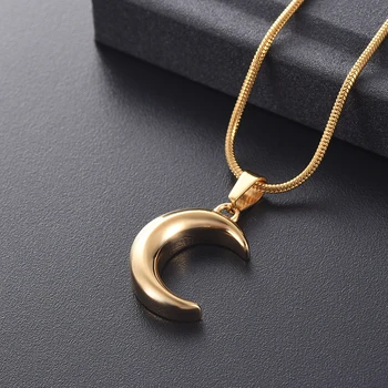

LKJ12833 New Arriving Polishing Moon Necklace Ash Holder Keepsake Loss of Lover Memorial Urn Locket for Men Women Jewelry