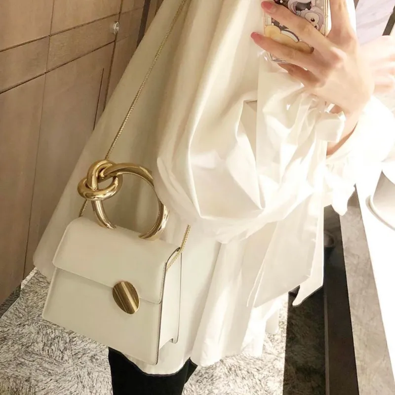 العلامة التجارية عقدة أعلى حقائب بيد للنساء المعادن سلسلة Crossbody أكياس شيك حقيبة كتف حقائب الماركات الشهيرة للمرأة مخلب محفظة 2019