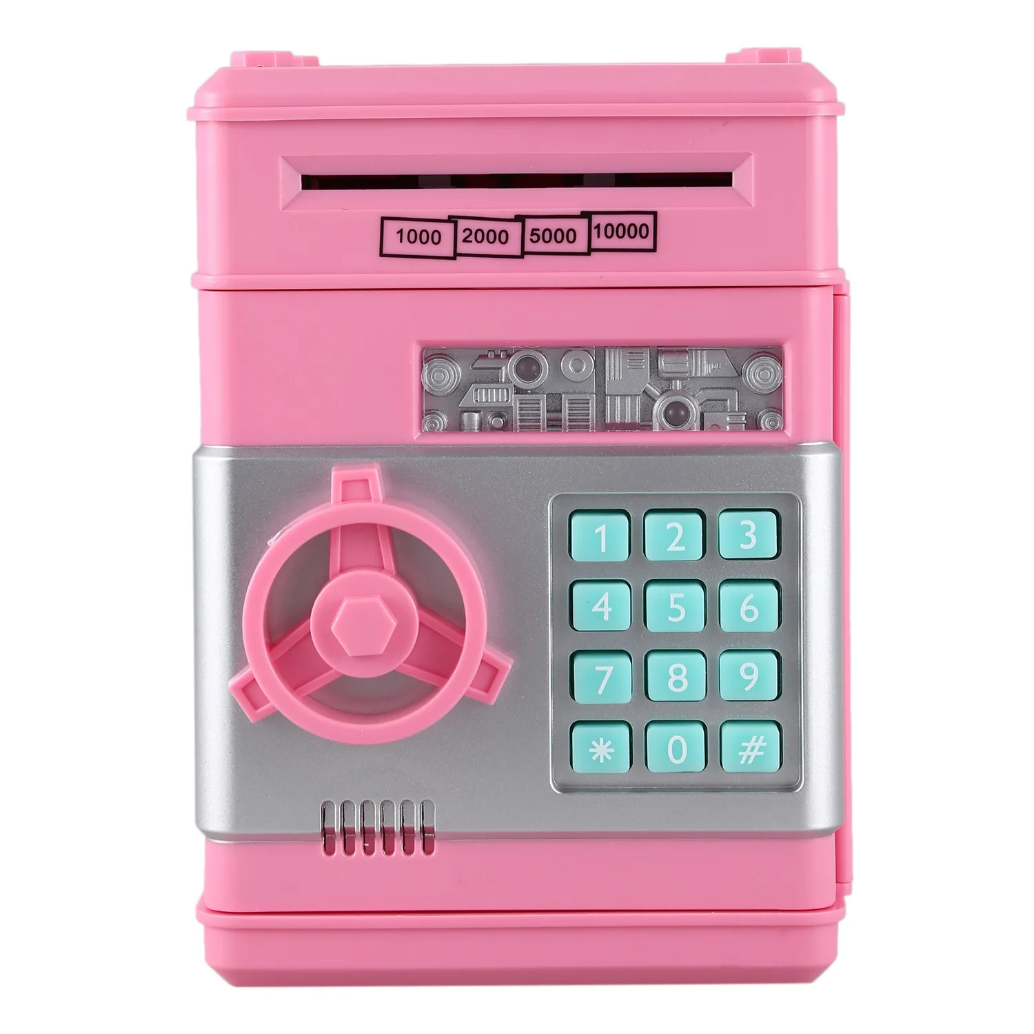Электронный пароль ATM коробка для хранения Контейнер органайзер для наличных монет сохранение горшок автоматический сейф копилка депозит подарок для детей - Цвет: Red
