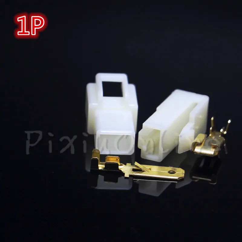 

10 set ST103b 6.3mm Connector 1P/2P/3P/4P Pin Electrical 6.3 Connector Kits Male Female Socket Plug For Motorcycle Car