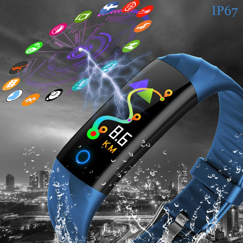 

LIGE 2019 New Sports Smart Bracelet Blood Pressure Heart Rate Monitoring Smart Watch Men Fitness Tracker Pedometer Smart Band