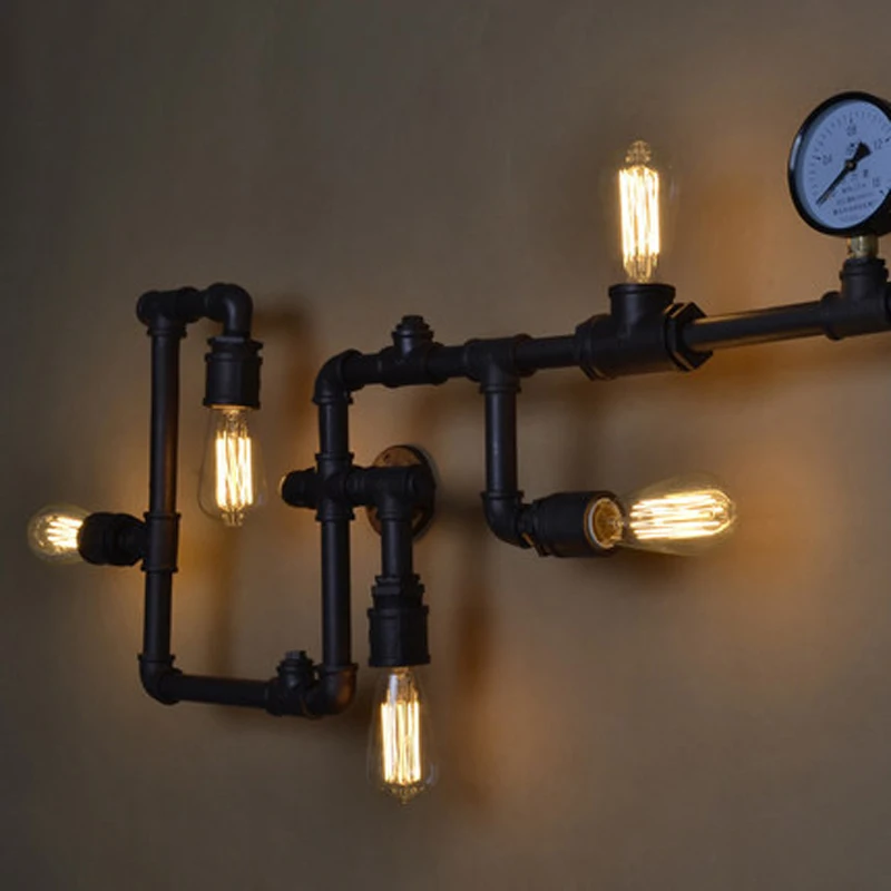 Американский Винтаж железное освещение водопровод настенный светильник для столовой и ресторана с edsion лампа e27