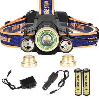 

2017 bike light ZOOM 15000Lm Headlamp XM-L 3 x T6 LED Headlight 18650 Light Charger Battery September7