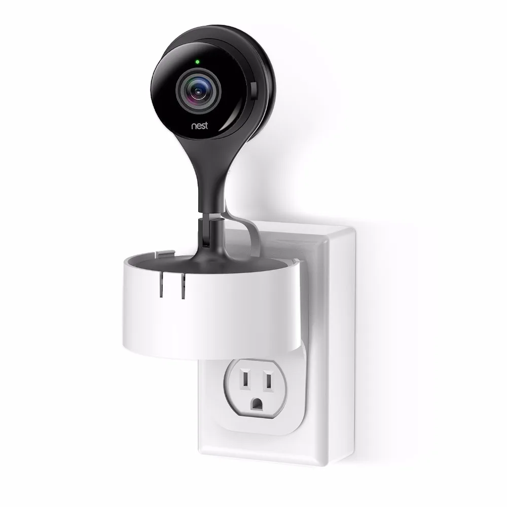 

360 Degree Swivel AC Outlet Wall Plug Mount Stand Holder Bracket for Nest Cam Mi Camera without Messy Wires Wall Damage